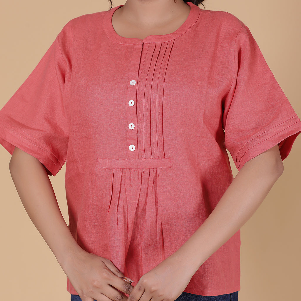 PLEATED YOKE TOP