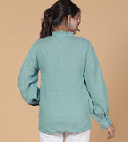 LINEN RUFFLE SHIRT