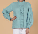 LINEN RUFFLE SHIRT