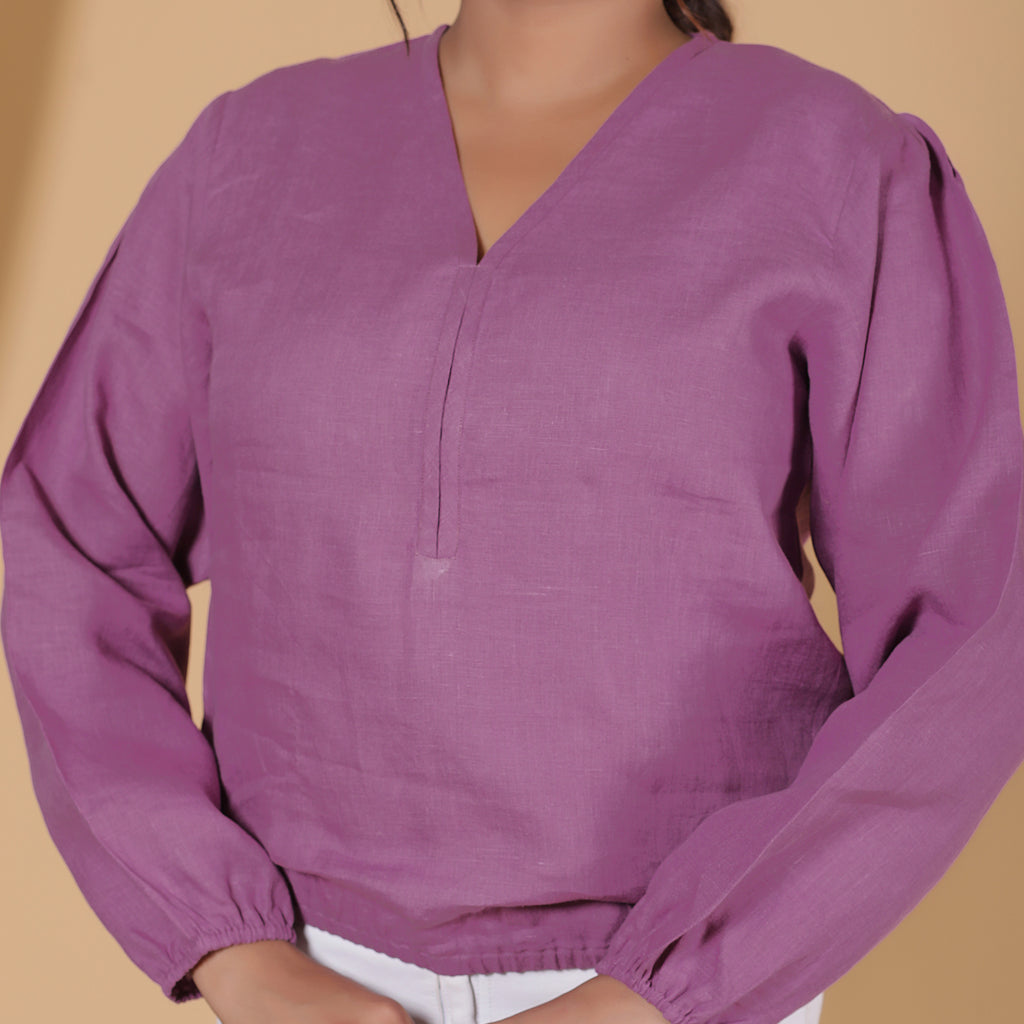 PREMIUM LINEN V-NECK TOP