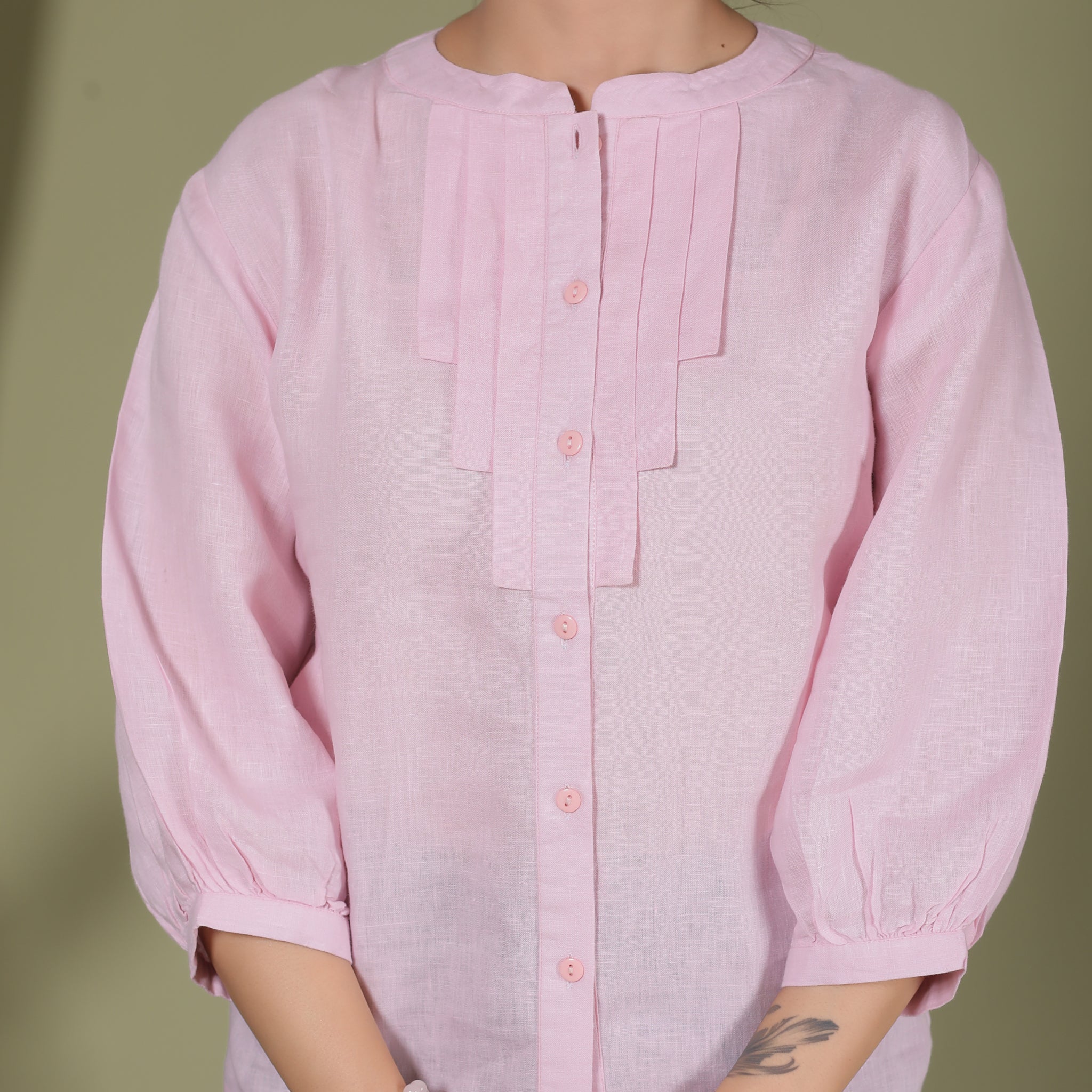 ELEGANT FRONT PLEATED SHIRT