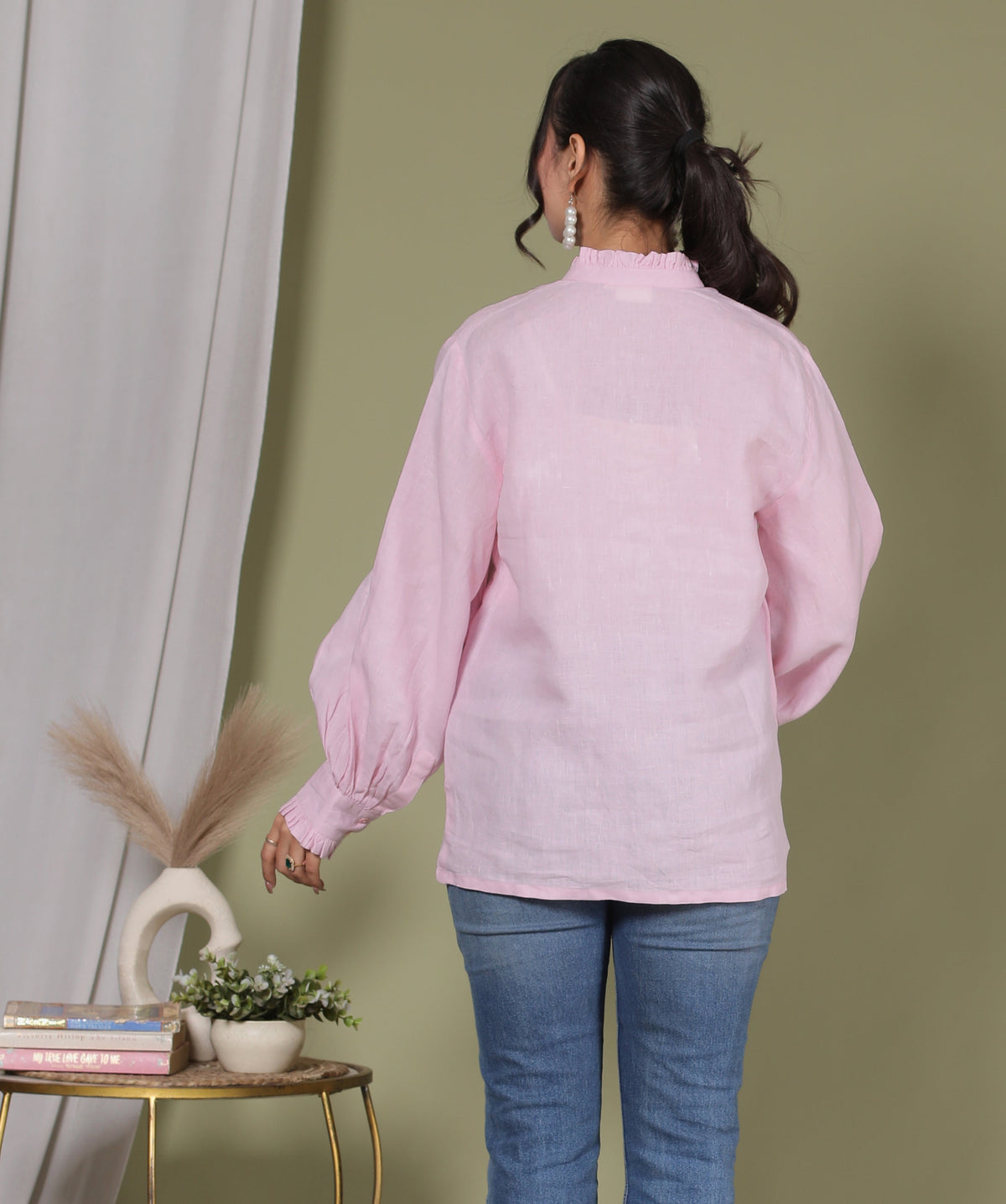 LINEN RUFFLE SHIRT