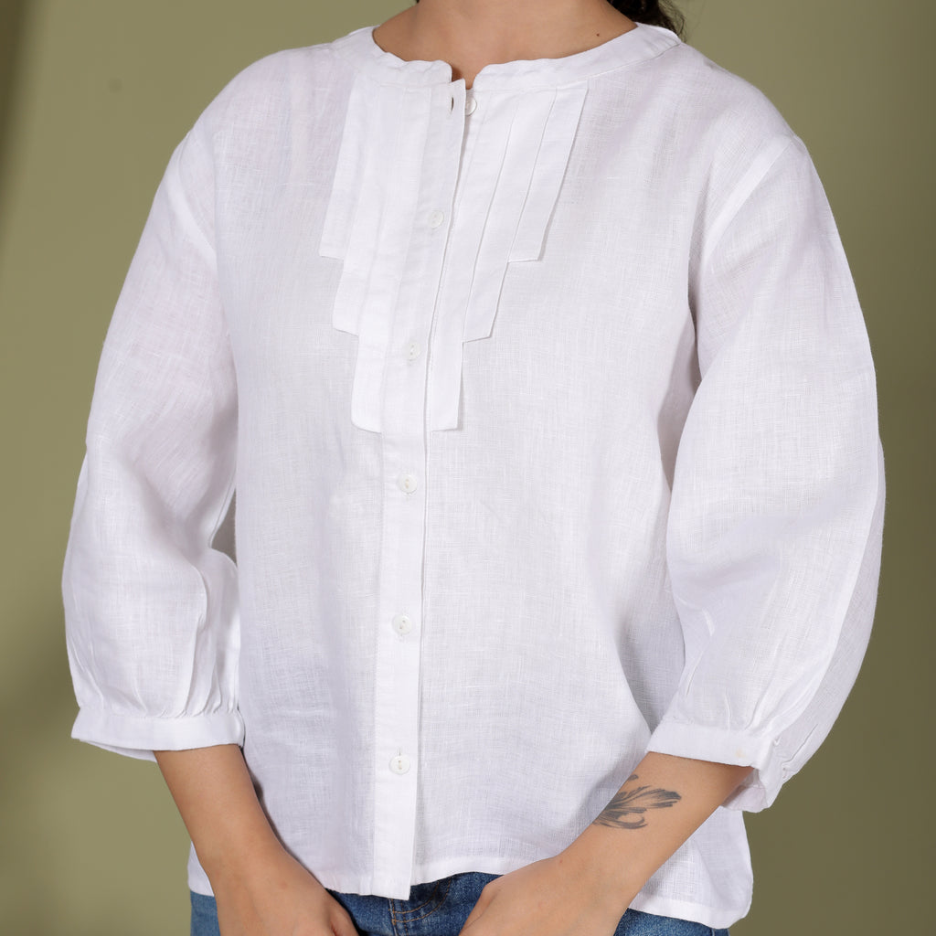 ELEGANT FRONT PLEATED SHIRT