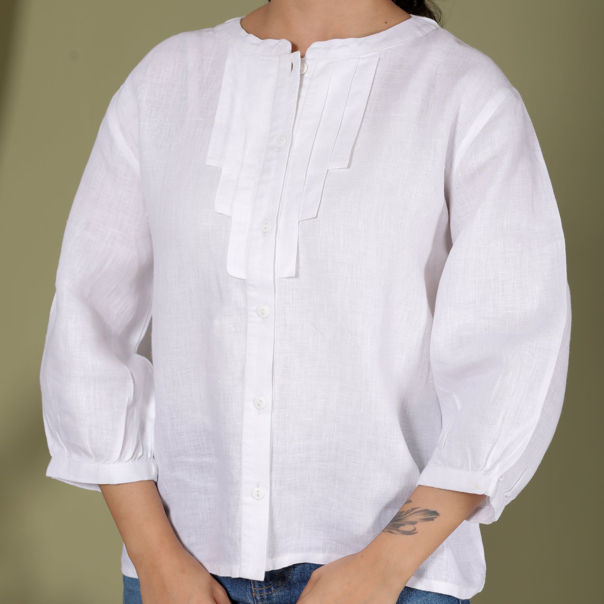 ELEGANT FRONT PLEATED SHIRT