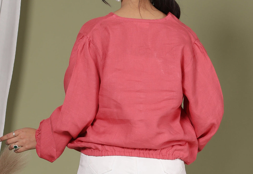 PREMIUM LINEN V-NECK TOP
