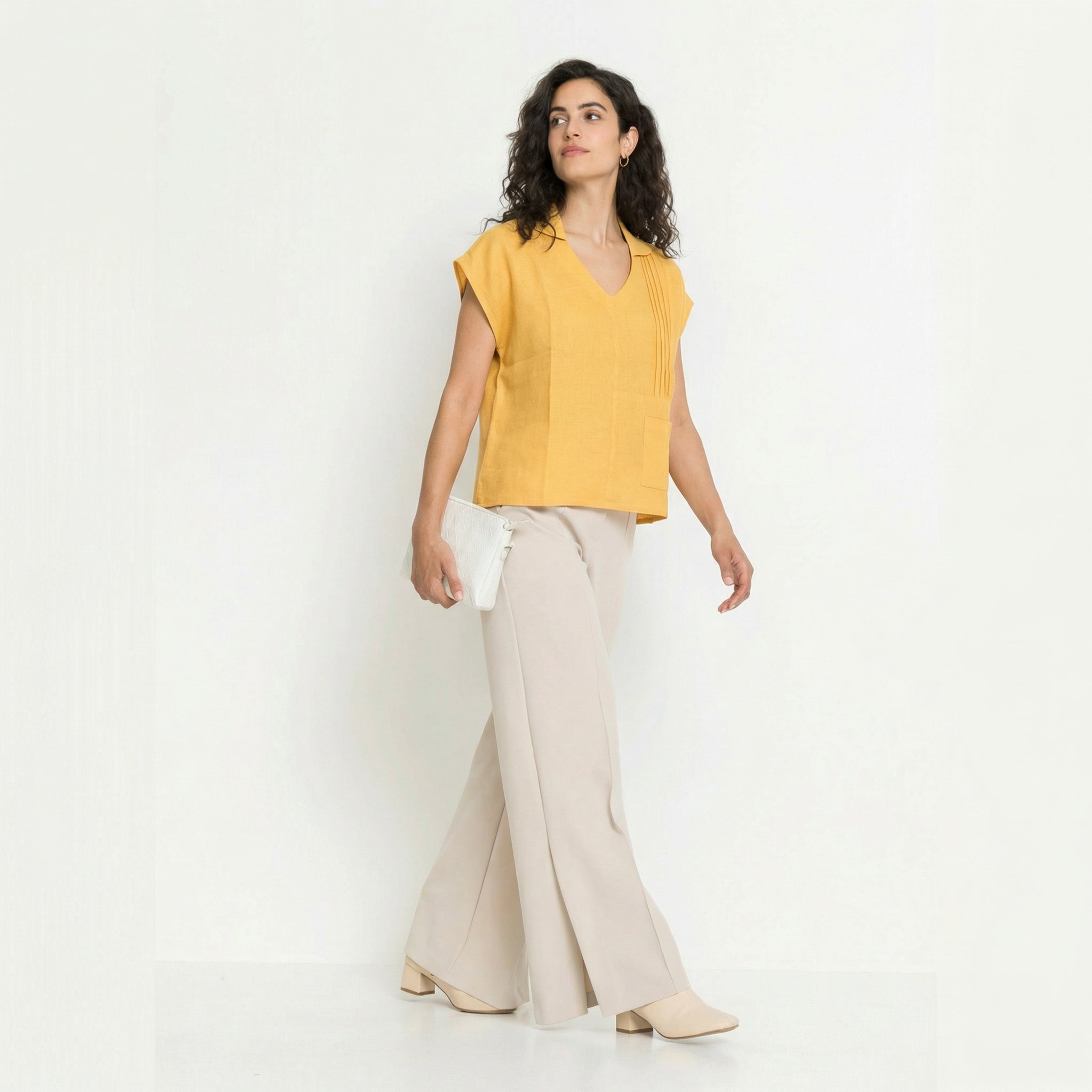 PREMIUM LINEN PLEATED POCKET TOP