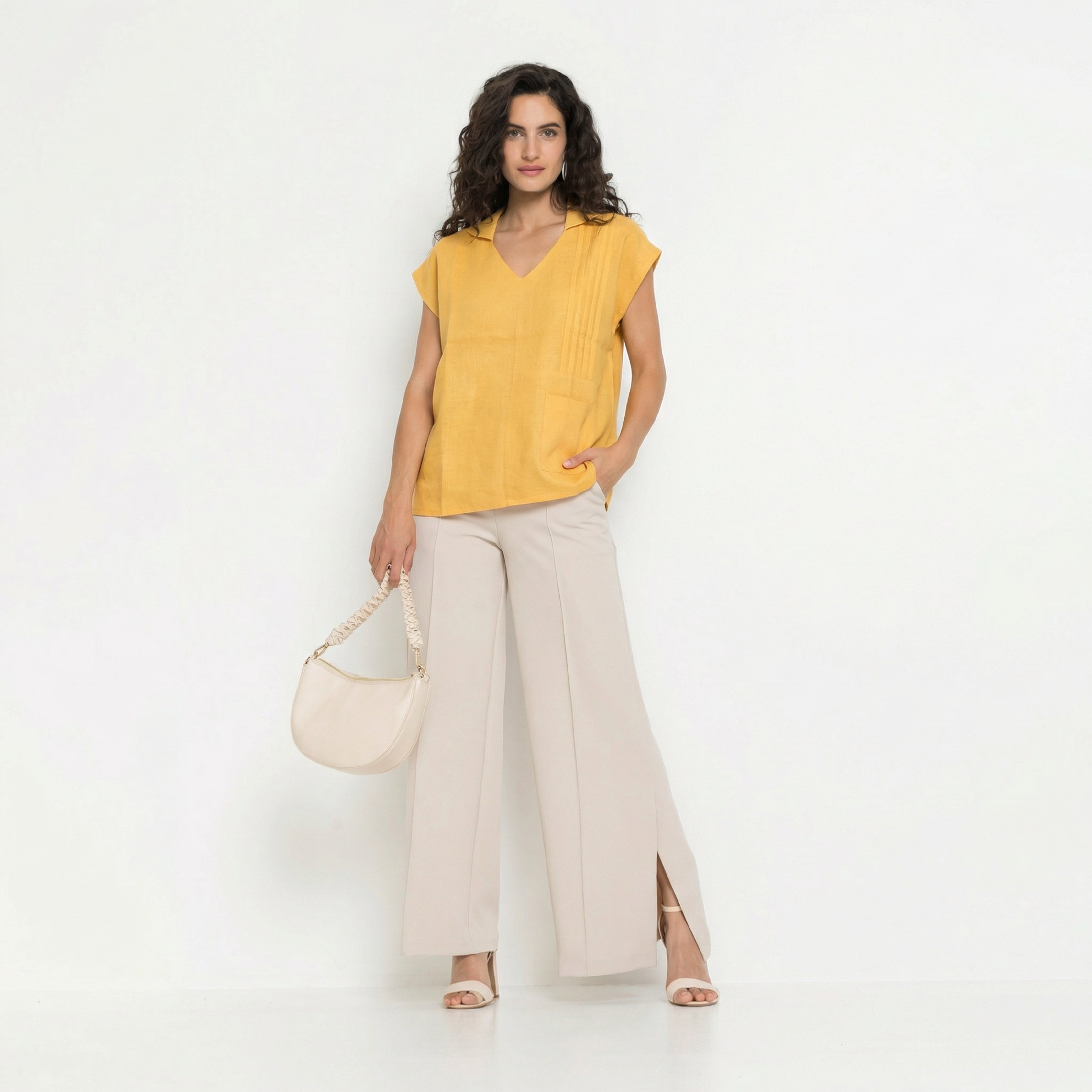 PREMIUM LINEN PLEATED POCKET TOP