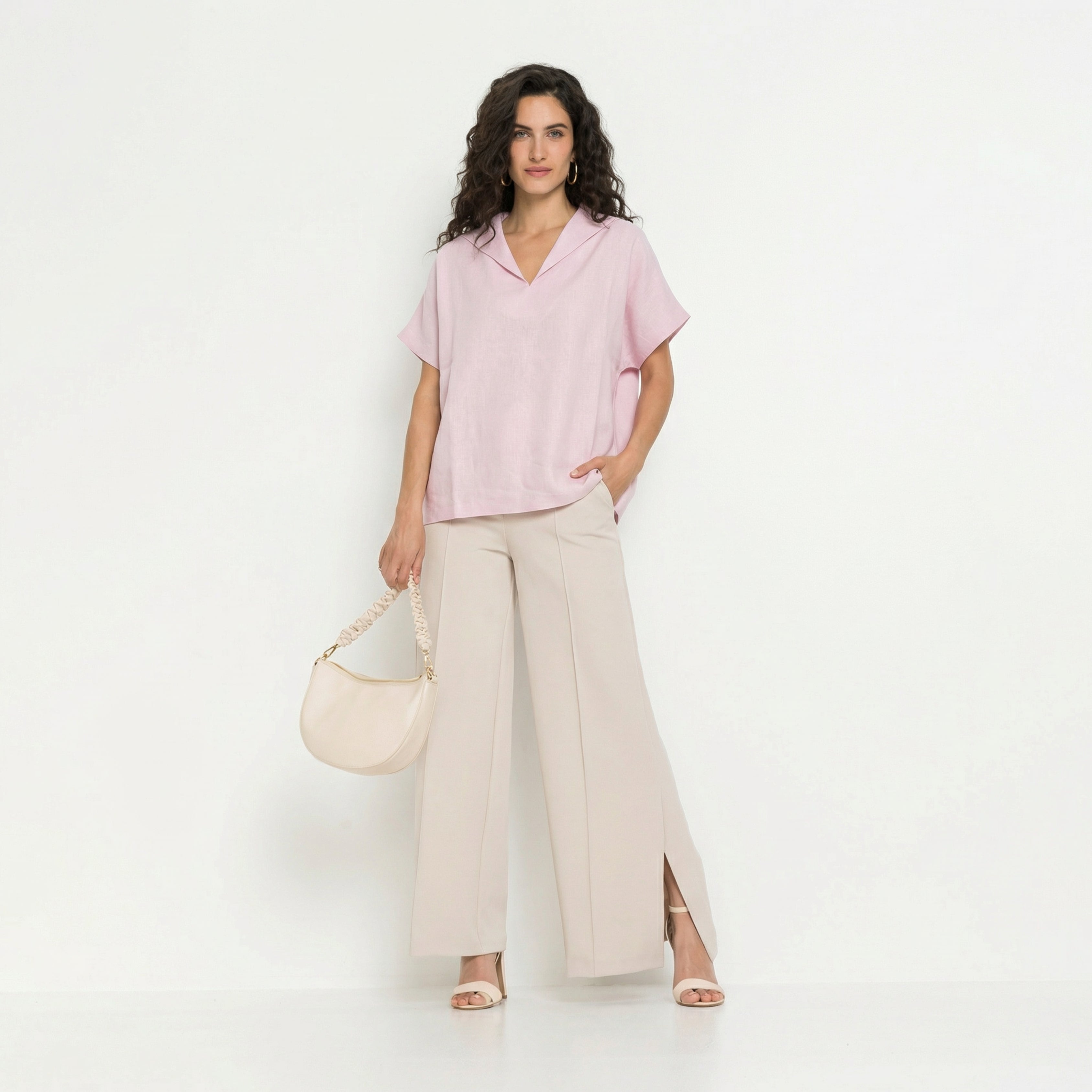 PREMIUM LINEN V-COLLAR TOP 2