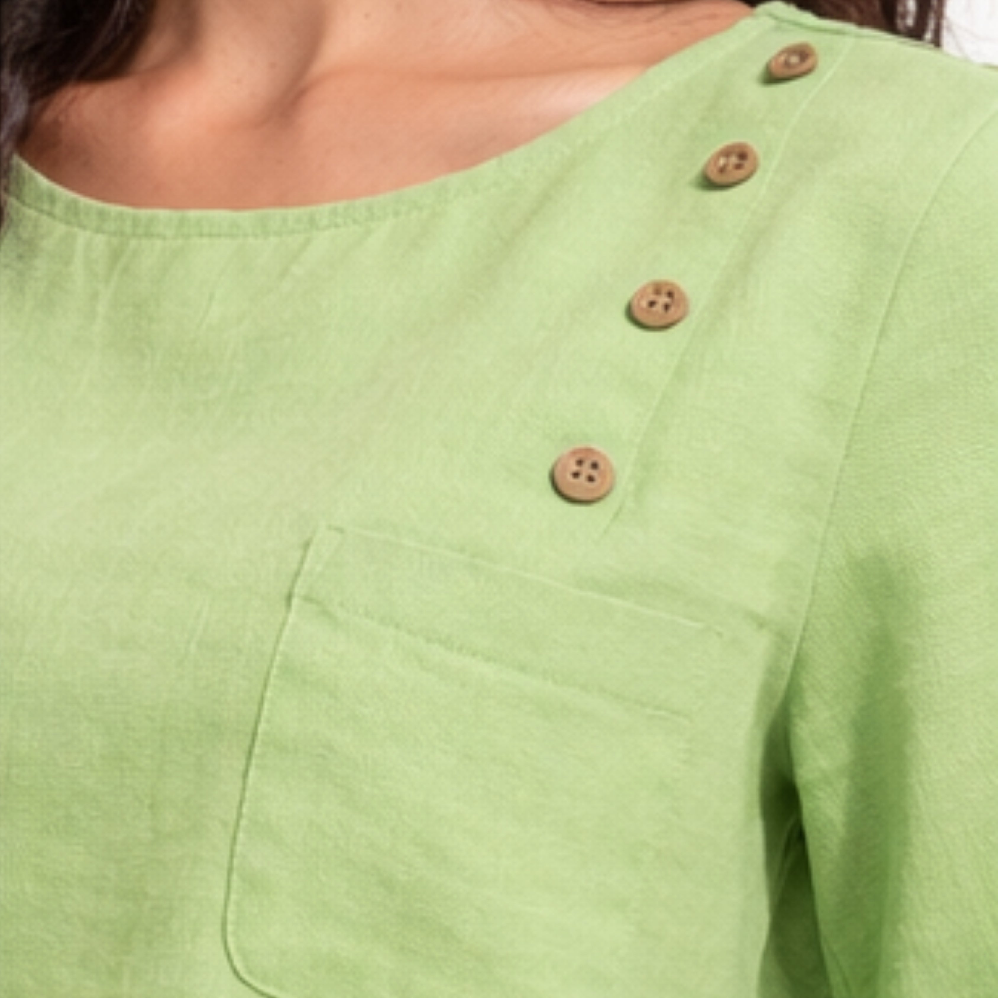 PREMIUM LINEN BUTTON-DETAIL TOP