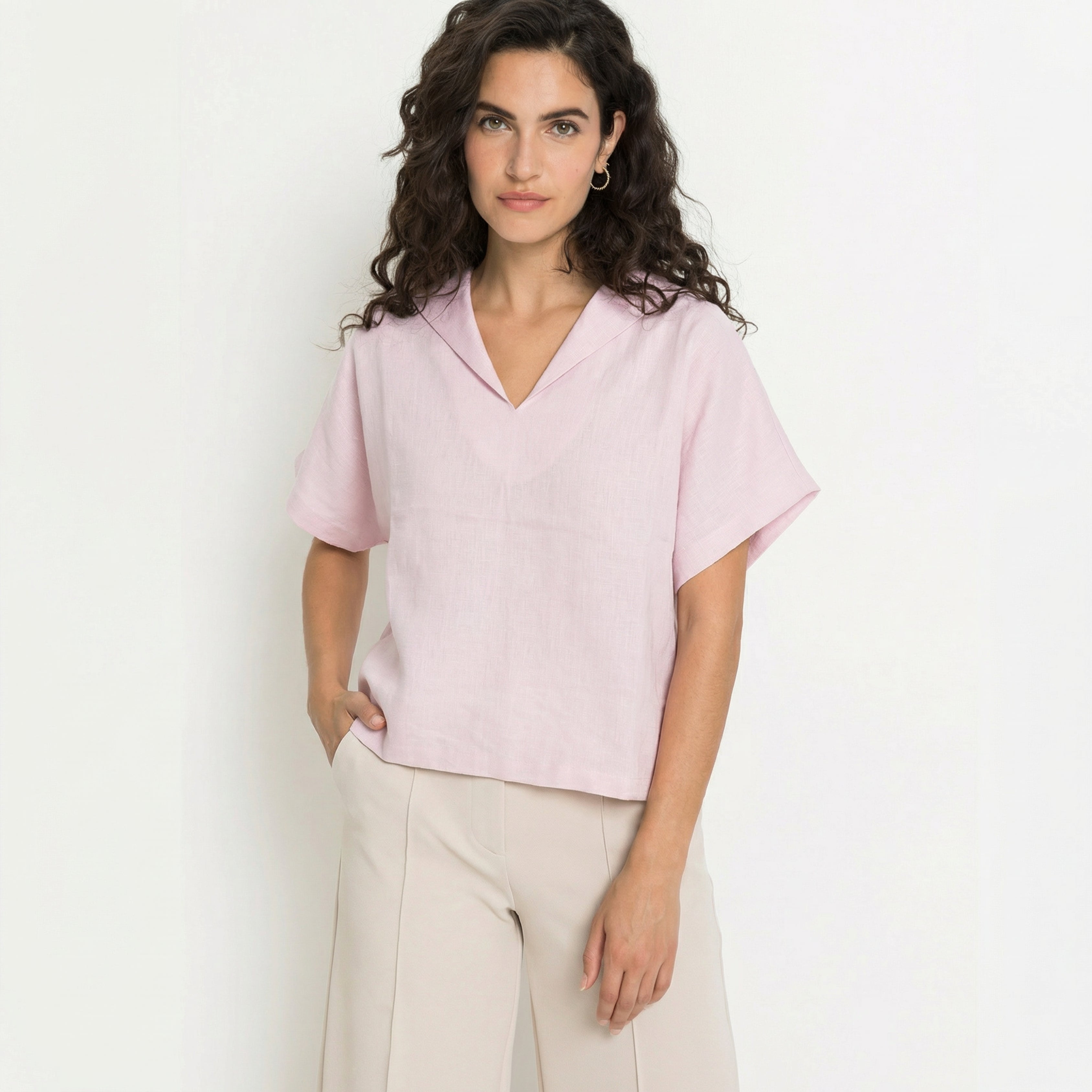 PREMIUM LINEN V-COLLAR TOP 2
