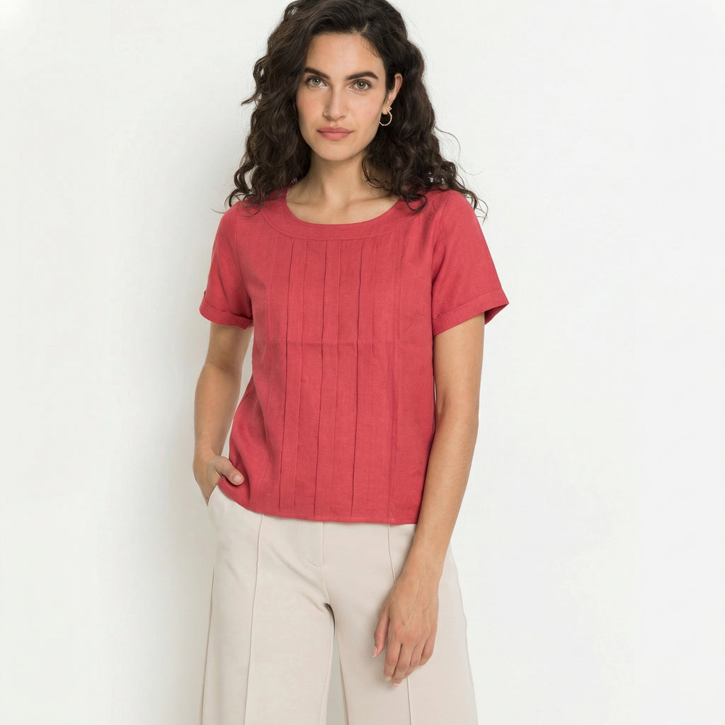 PREMIUM LINEN BOX PLEATED TOP