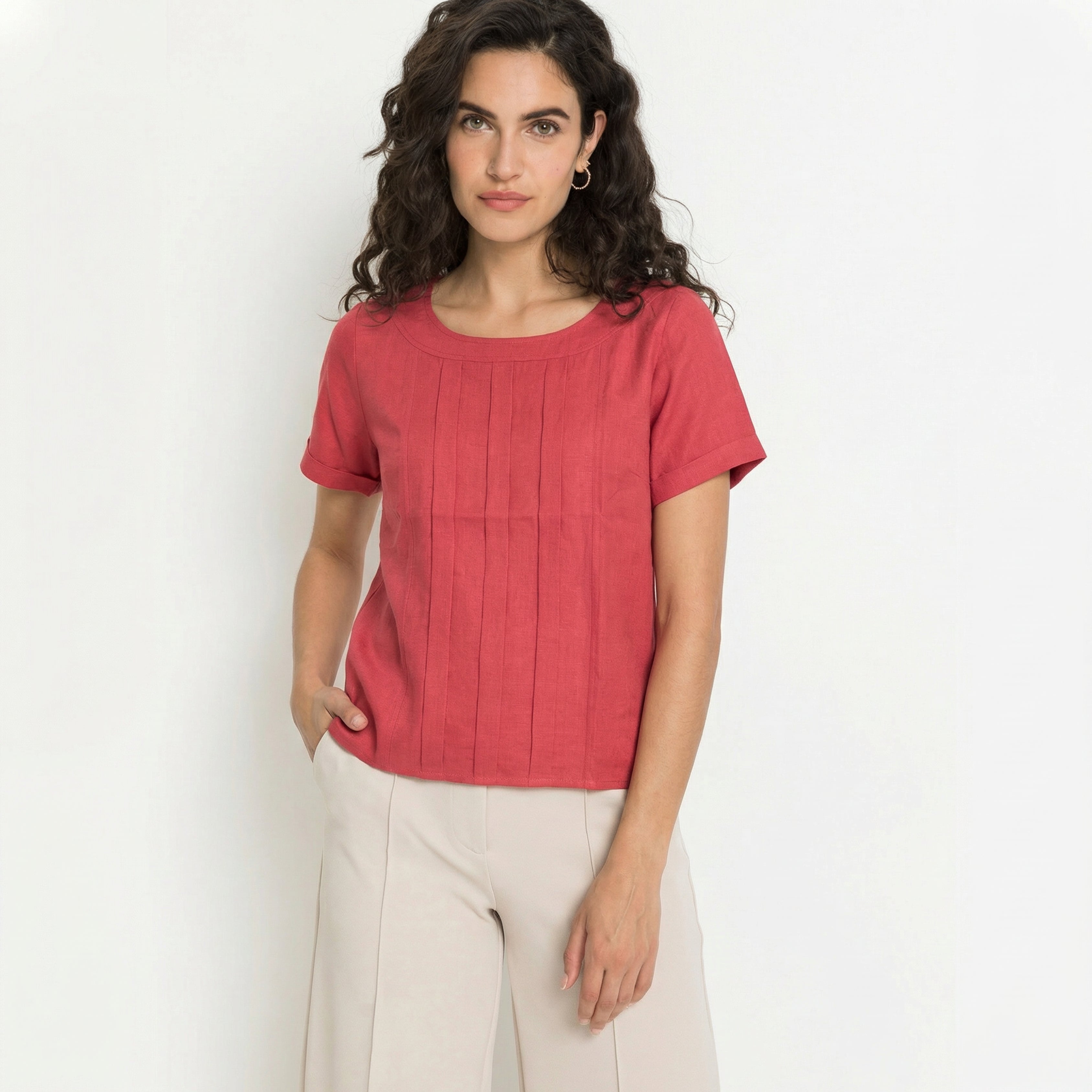 PREMIUM LINEN BOX PLEATED TOP