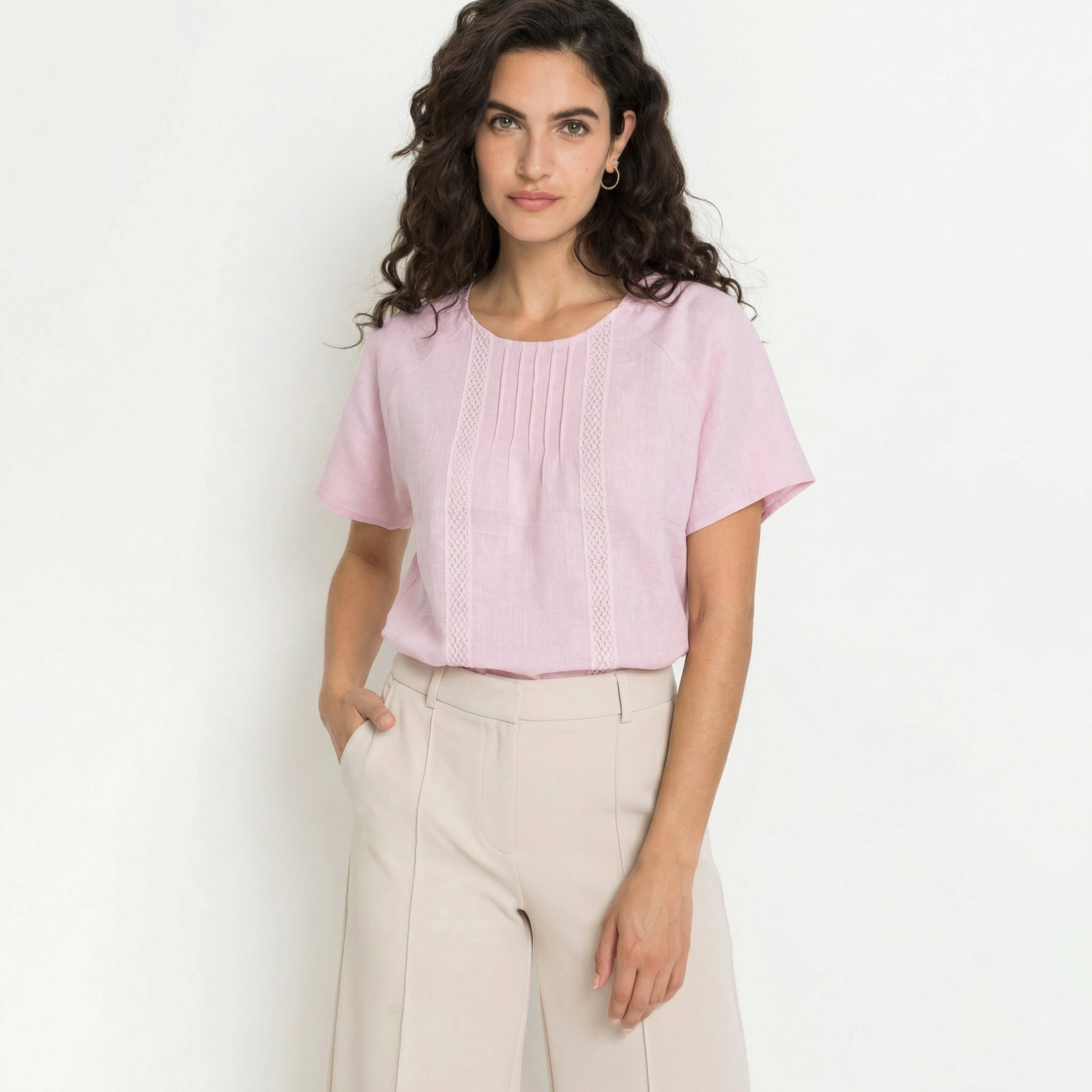 PREMIUM LINEN FRONT LACE TOP