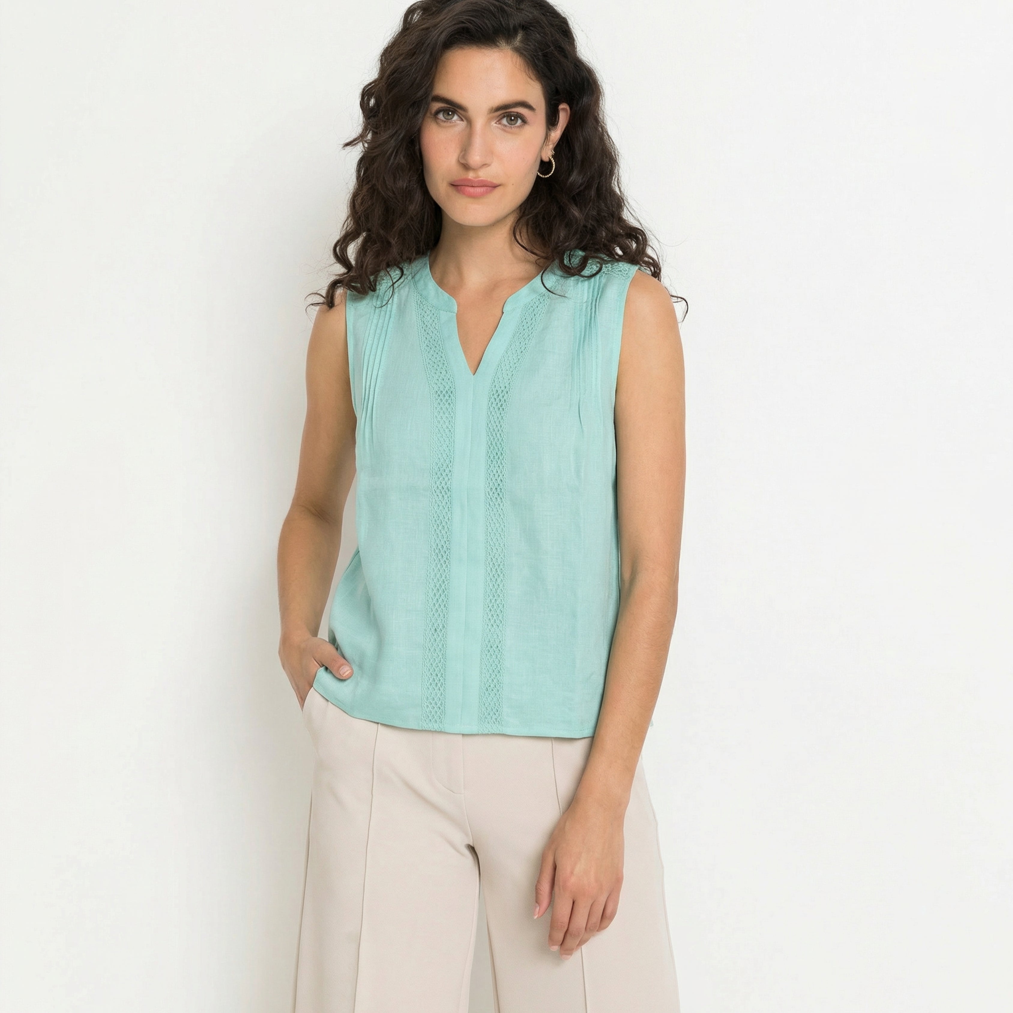 PREMIUM LINEN SLEEVELESS TOP