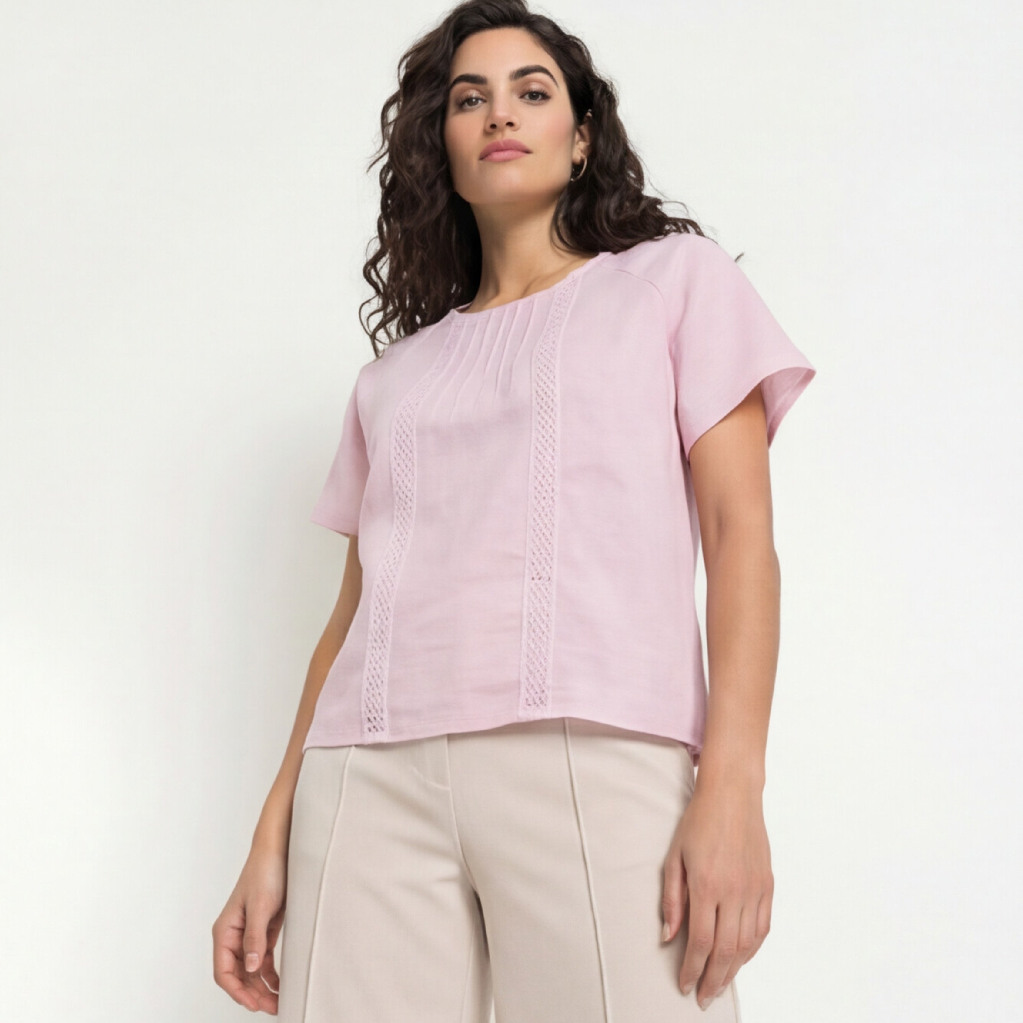 PREMIUM LINEN FRONT LACE TOP