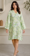 A LINE BELL SLEEVES DRESS