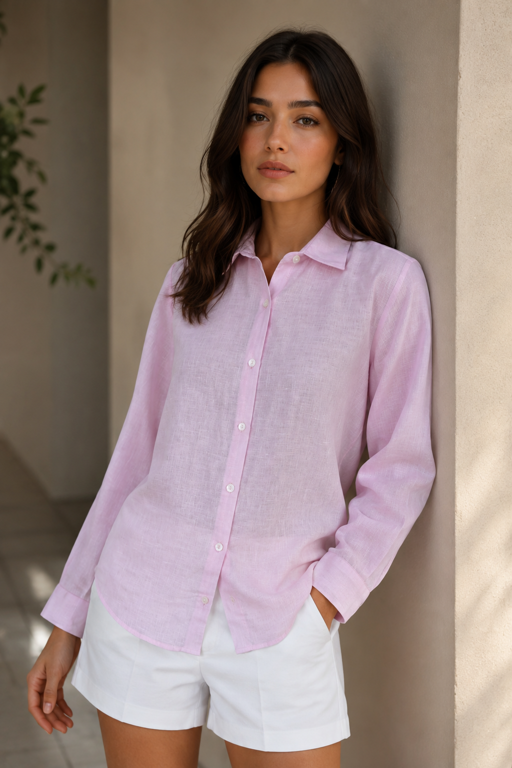 CLASSIC DUSTY ROSE LINEN SHIRT