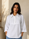VINTAGE PLEATED FRONT LINEN SHIRT
