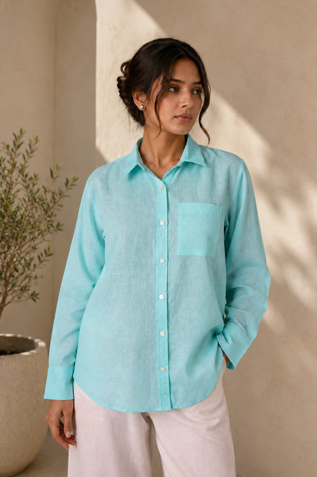 BREEZY LINEN BUTTON-UP SHIRT