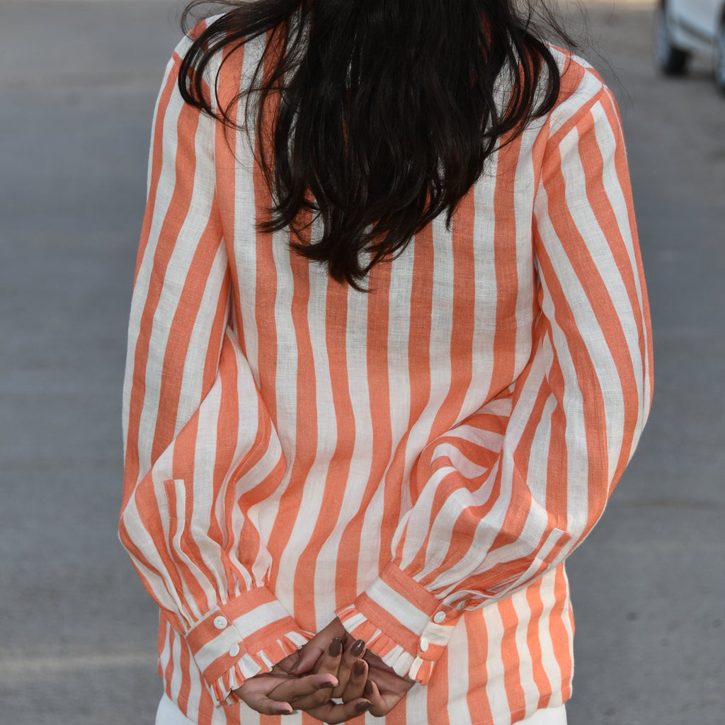 LINEN RUFFLE SHIRT