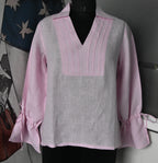 YOKE PLEATED COLLAR TOP
