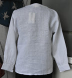 LINEN SPLIT-NECK PINTUCK TOP