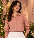 CLASSIC DUSTY ROSE LINEN SHIRT