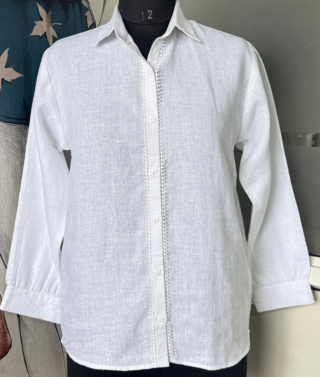 ELEGANT PURE LINEN LACE SHIRT