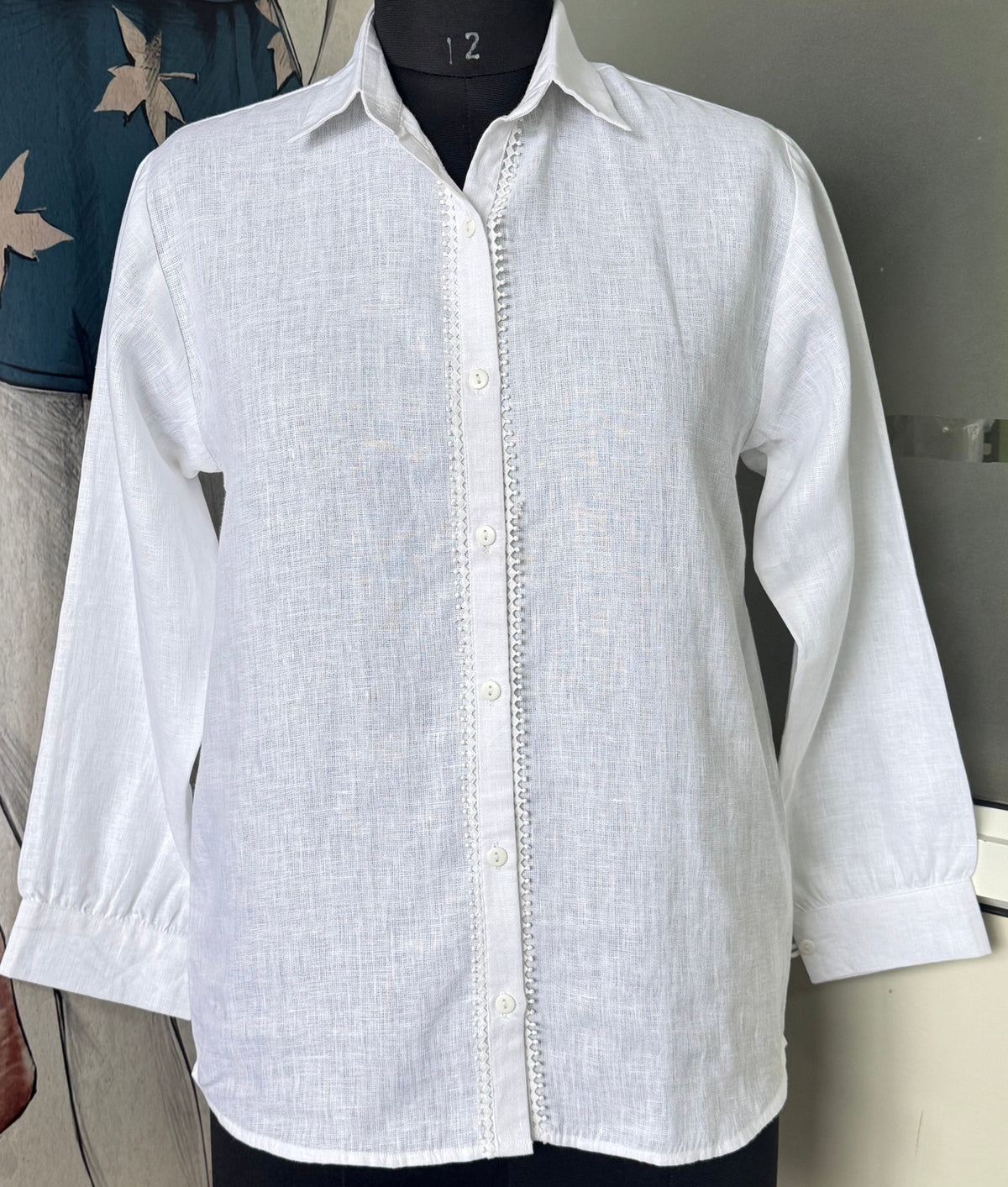 ELEGANT PURE LINEN LACE SHIRT