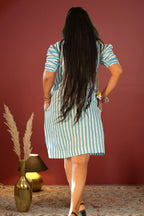 AZURE STRIPE LINEN DRESS