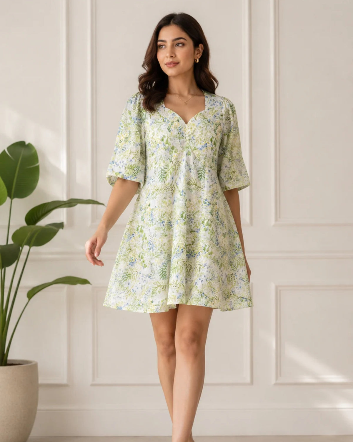 PASTEL FLORAL FLARE DRESS
