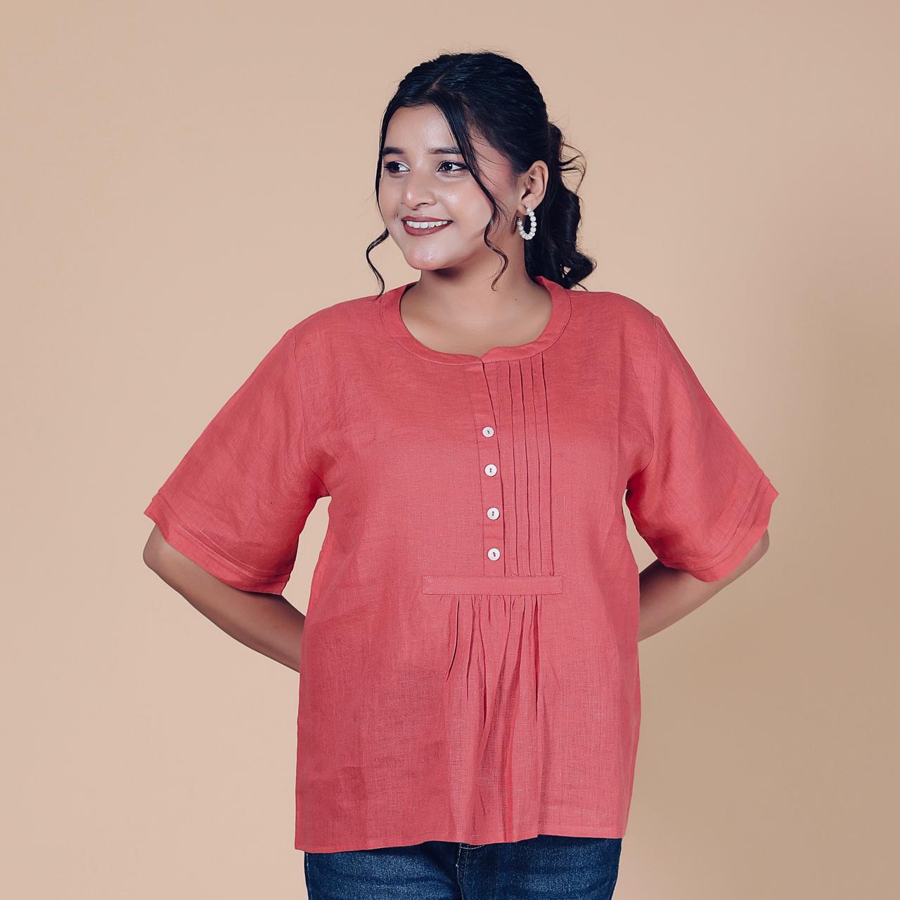 PLEATED YOKE TOP