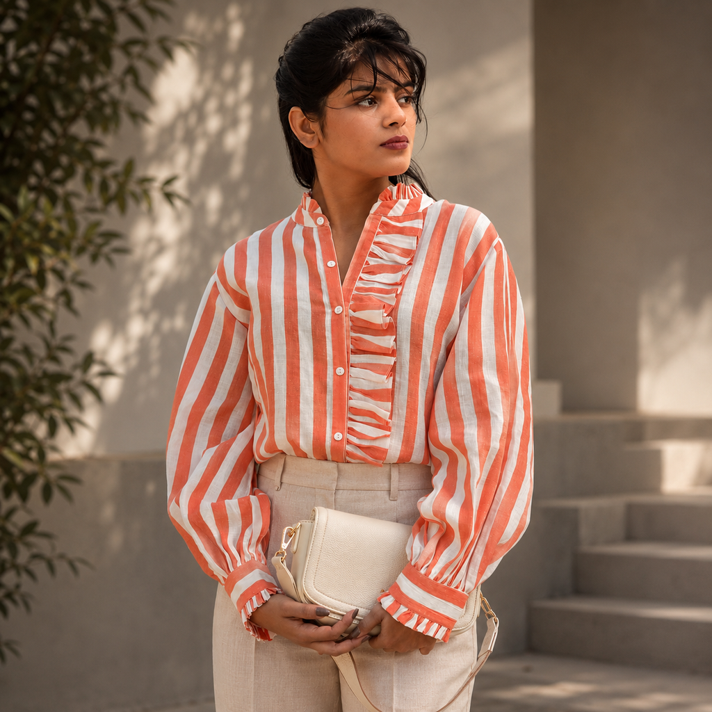 LINEN RUFFLE SHIRT